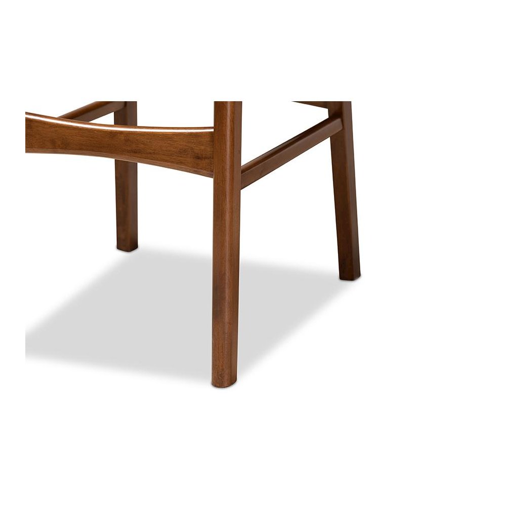 Grey Fabric Upholstered and Walnut Brown Finished Wood 2-Piece Bar Stool Set. Picture 5