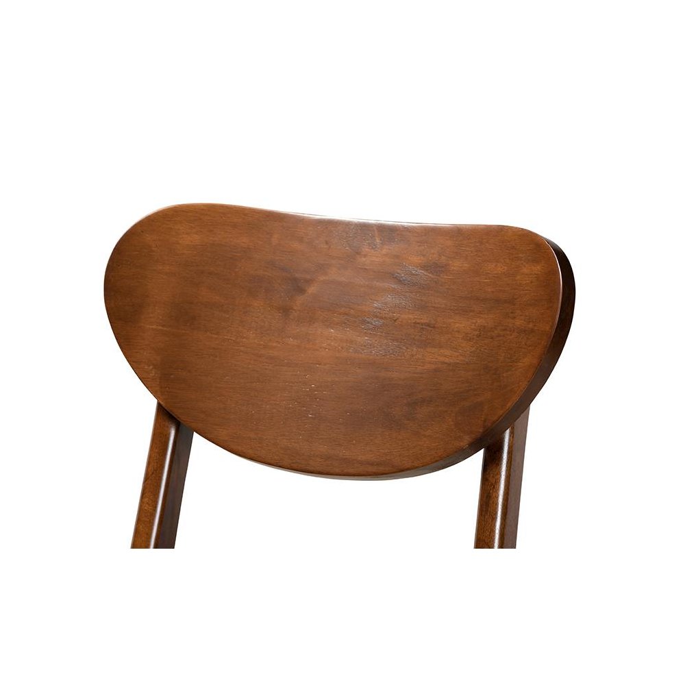 Katya Mid-Century Modern Walnut Brown Finished Wood 2-Piece Bar Stool Set. Picture 4