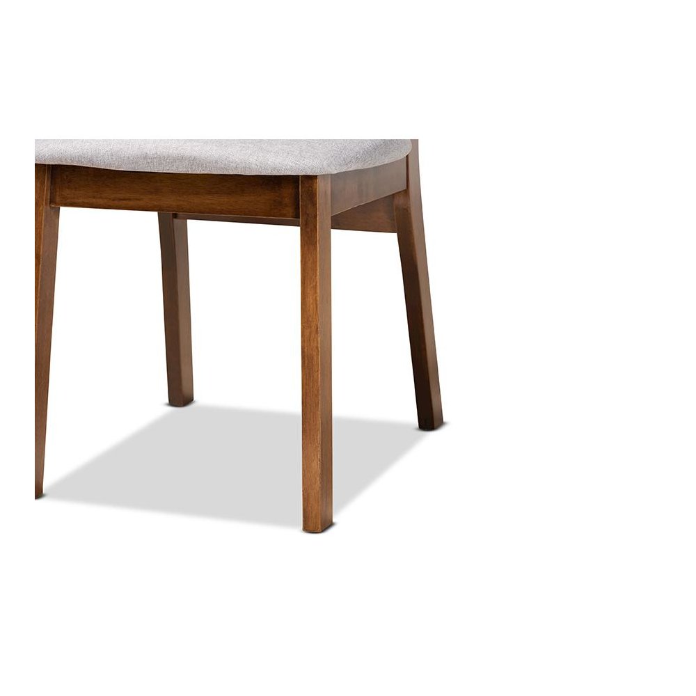 Grey Fabric Upholstered and Walnut Brown Finished Wood 2-Piece Dining Chair Set. Picture 5