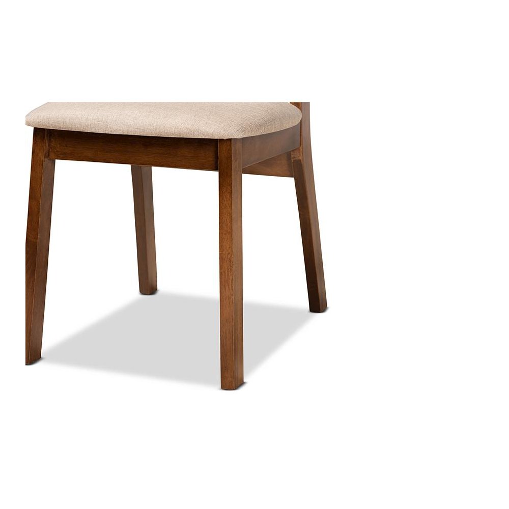 Sand Fabric Upholstered and Walnut Brown Finished Wood 2-Piece Dining Chair Set. Picture 5