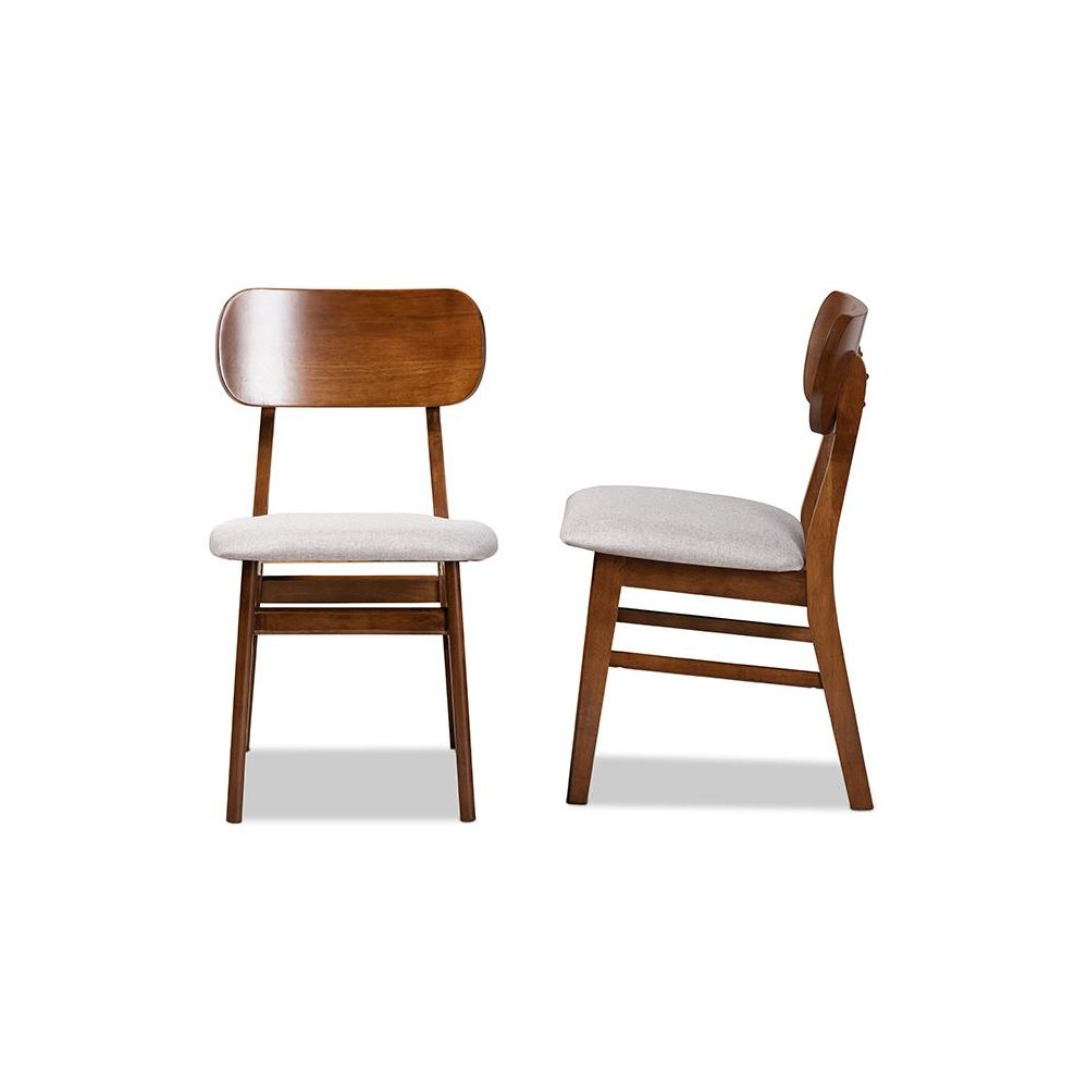 Grey Fabric Upholstered and Walnut Brown Finished Wood 2-Piece Dining Chair Set. Picture 3