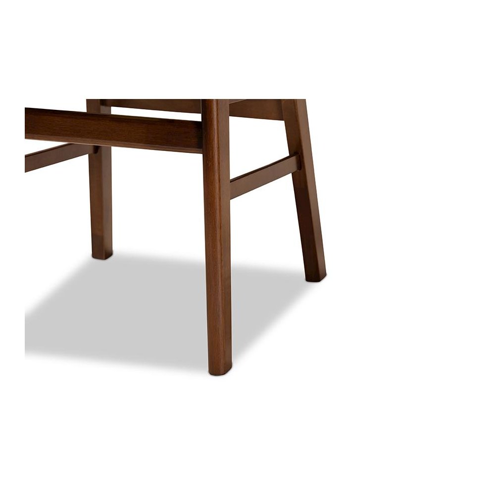 Grey Fabric Upholstered and Walnut Brown Finished Wood 2-Piece Dining Chair Set. Picture 5