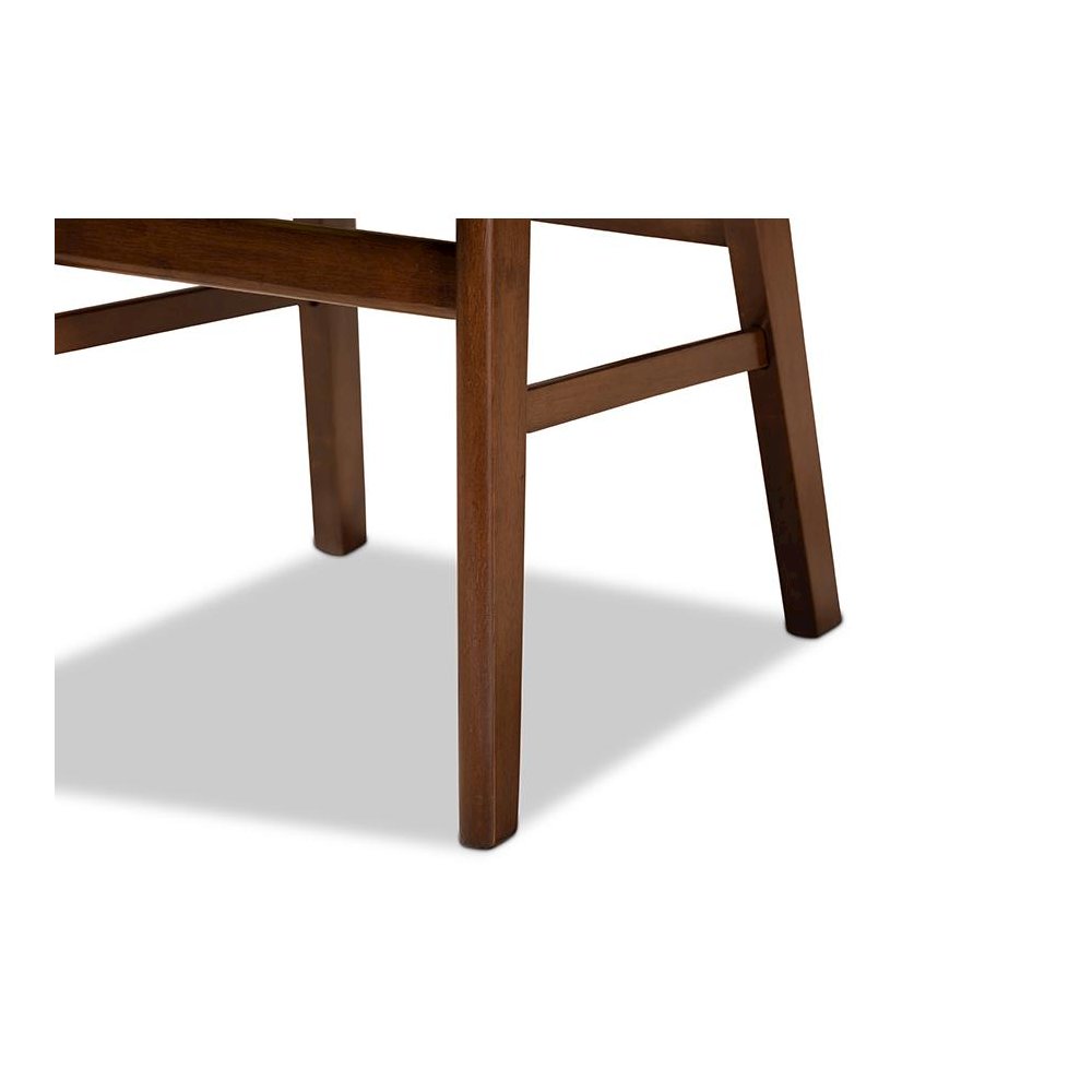 Sand Fabric Upholstered and Walnut Brown Finished Wood 2-Piece Dining Chair Set. Picture 5