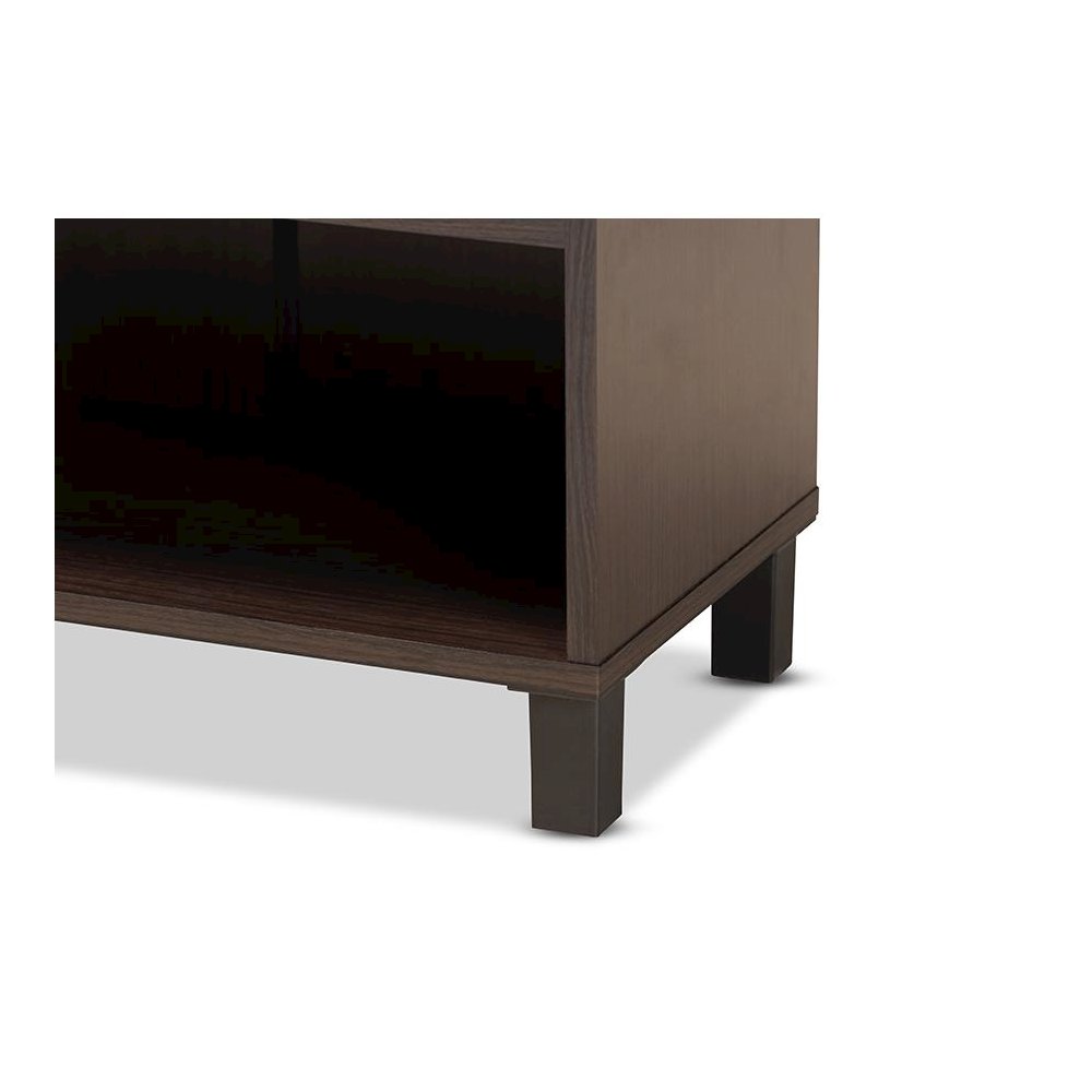 Dark Brown Finished Wood 2-Door Entryway Shoe Storage Cabinet with Bottom Shelf. Picture 6