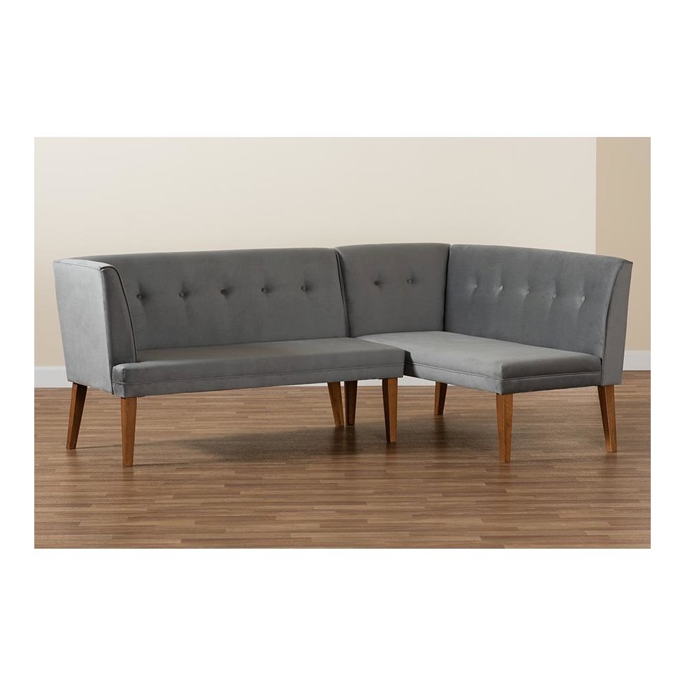 Walnut Brown Finished Wood 2-Piece Dining Nook Banquette Set. Picture 8