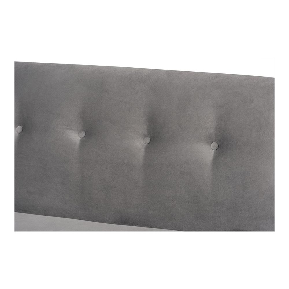 Grey Velvet Upholstered and Walnut Brown Finished Wood 3-Piece Dining Nook Set. Picture 6