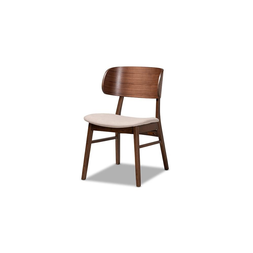 Beige Fabric Upholstered and Walnut Brown Finished Wood 5-Piece Dining Set. Picture 2