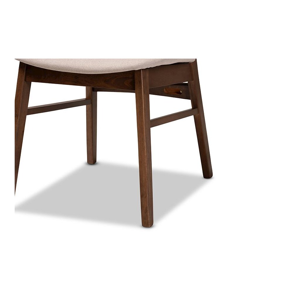 Beige Fabric Upholstered and Walnut Brown Finished Wood 5-Piece Dining Set. Picture 6