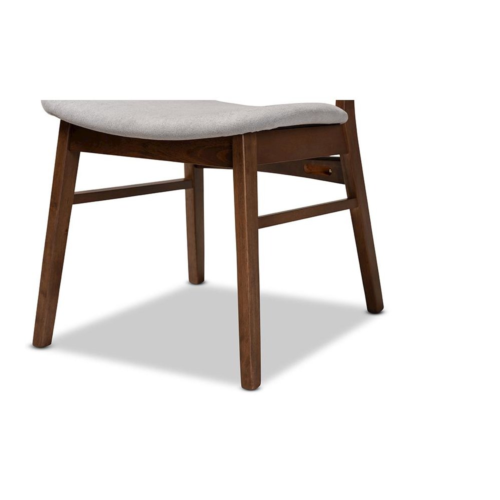 Grey Fabric Upholstered and Walnut Brown Finished Wood 5-Piece Dining Set. Picture 6