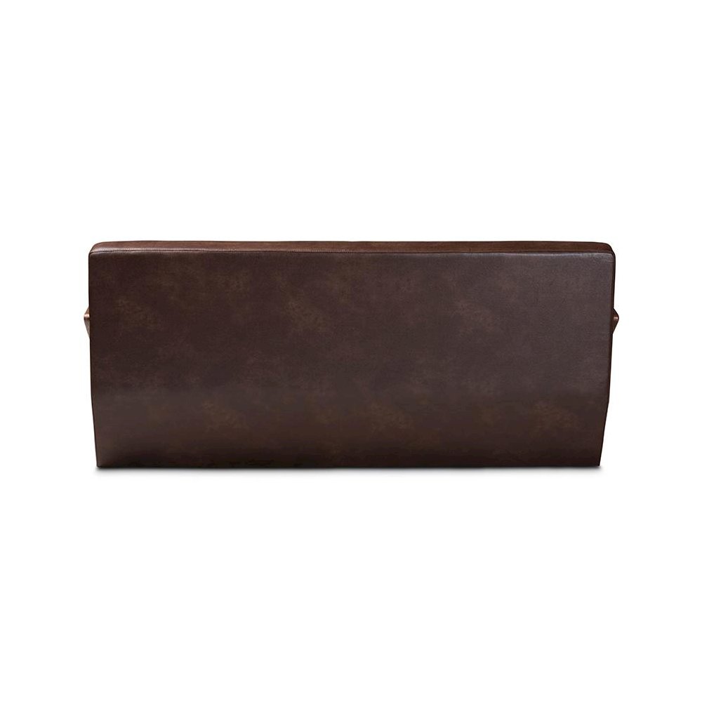 Leather Effect Fabric Upholstered and Walnut Brown Finished Wood Sofa. Picture 4