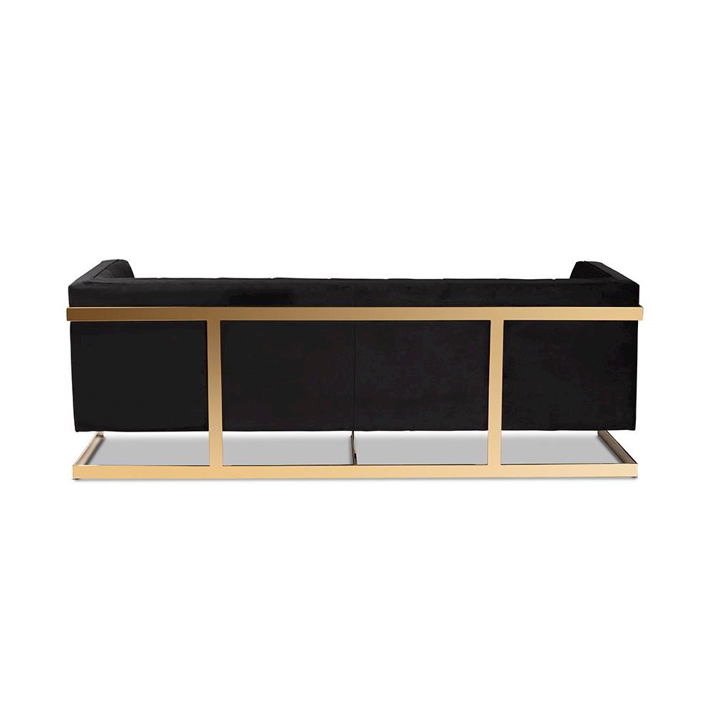 Button Tufted Sofa with Gold-Tone Frame. Picture 4