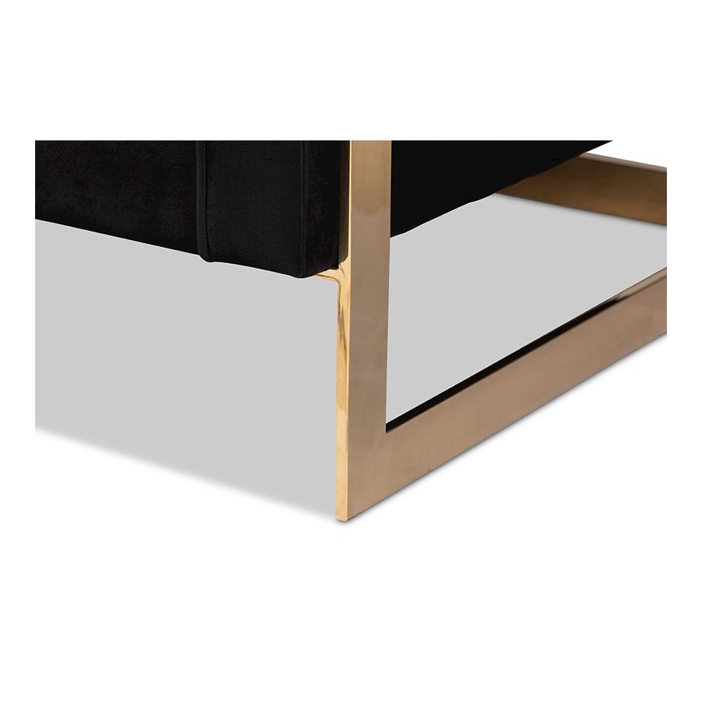 Button Tufted Sofa with Gold-Tone Frame. Picture 6