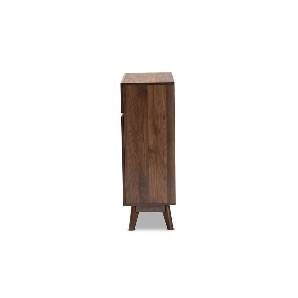 Baxton Studio Hartman Mid-Century Modern Walnut Brown Finished Wood Shoe Cabinet. Picture 4