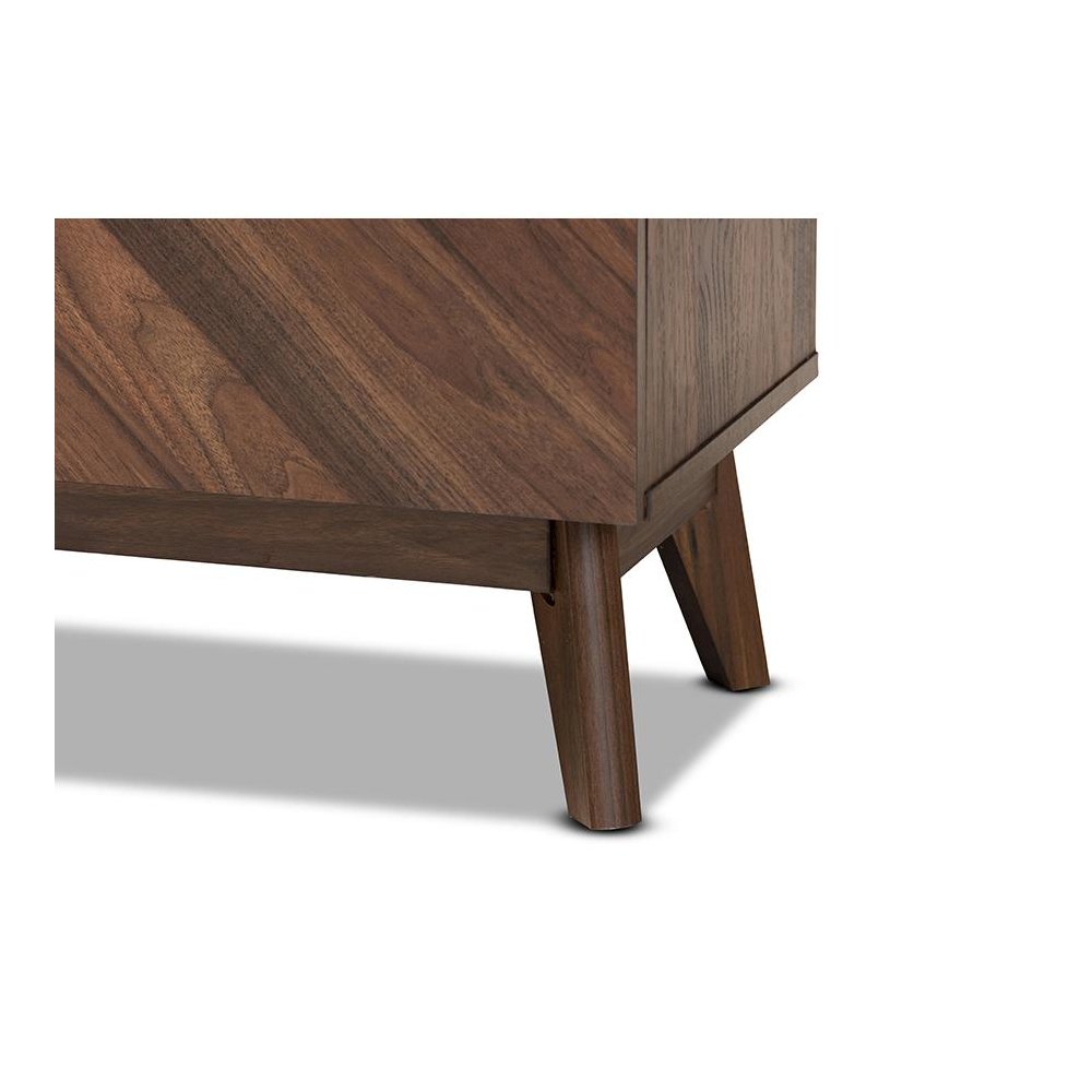 Baxton Studio Hartman Mid-Century Modern Walnut Brown Finished Wood Shoe Cabinet. Picture 6