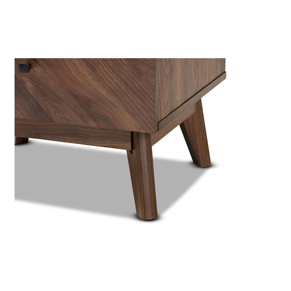 Hartman Mid-Century Modern Walnut Brown Finished Wood 2-Drawer Nightstand. Picture 6