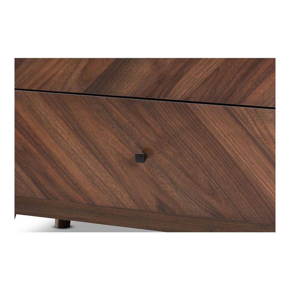 Hartman Mid-Century Modern Walnut Brown Finished Wood 3-Drawer Storage Chest. Picture 5