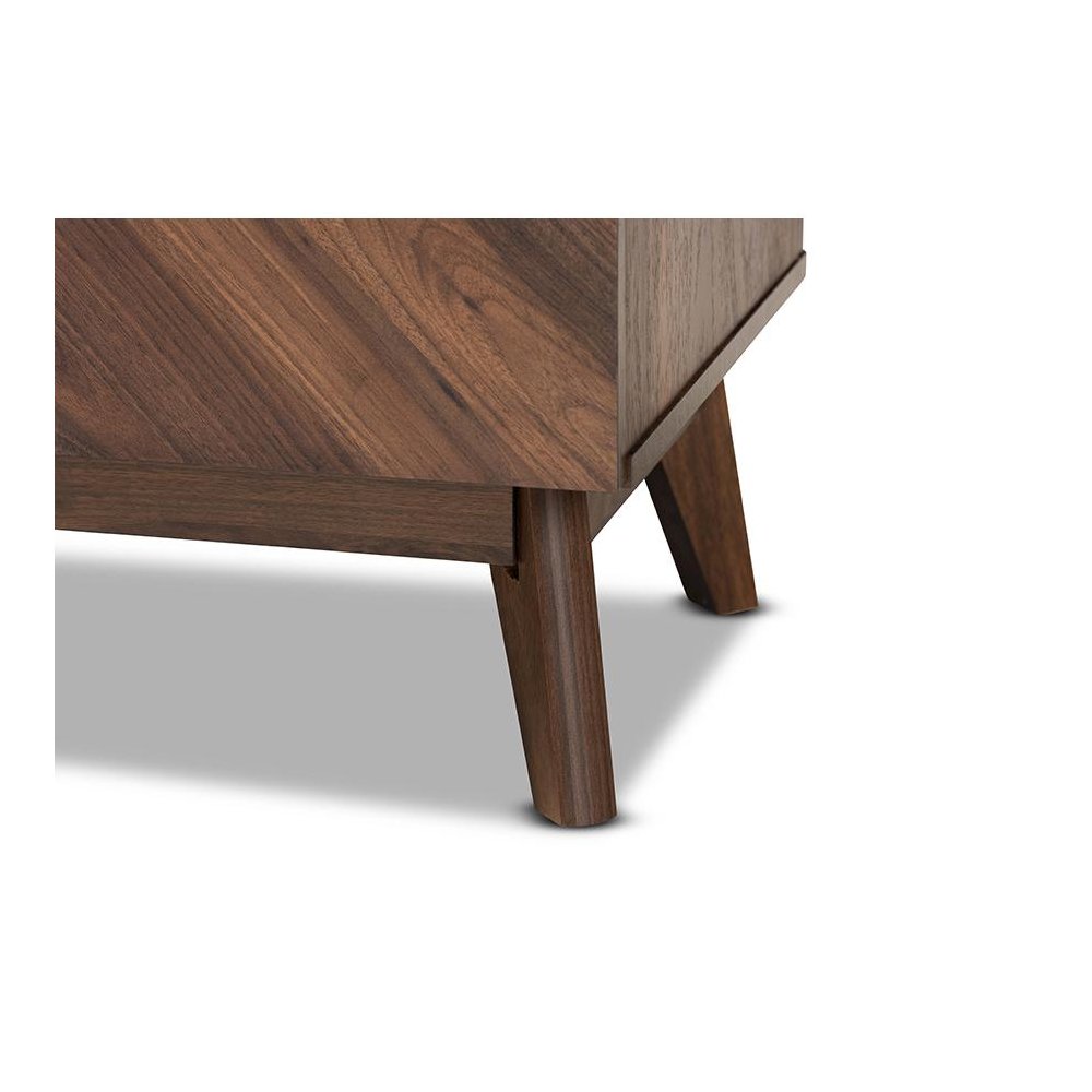 Hartman Mid-Century Modern Walnut Brown Finished Wood 3-Drawer Storage Chest. Picture 6