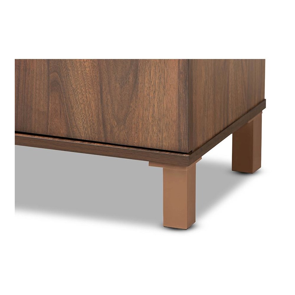 Two-Tone Walnut Brown and Dark Grey Finished Wood 2-Door Shoe Storage Cabinet. Picture 6