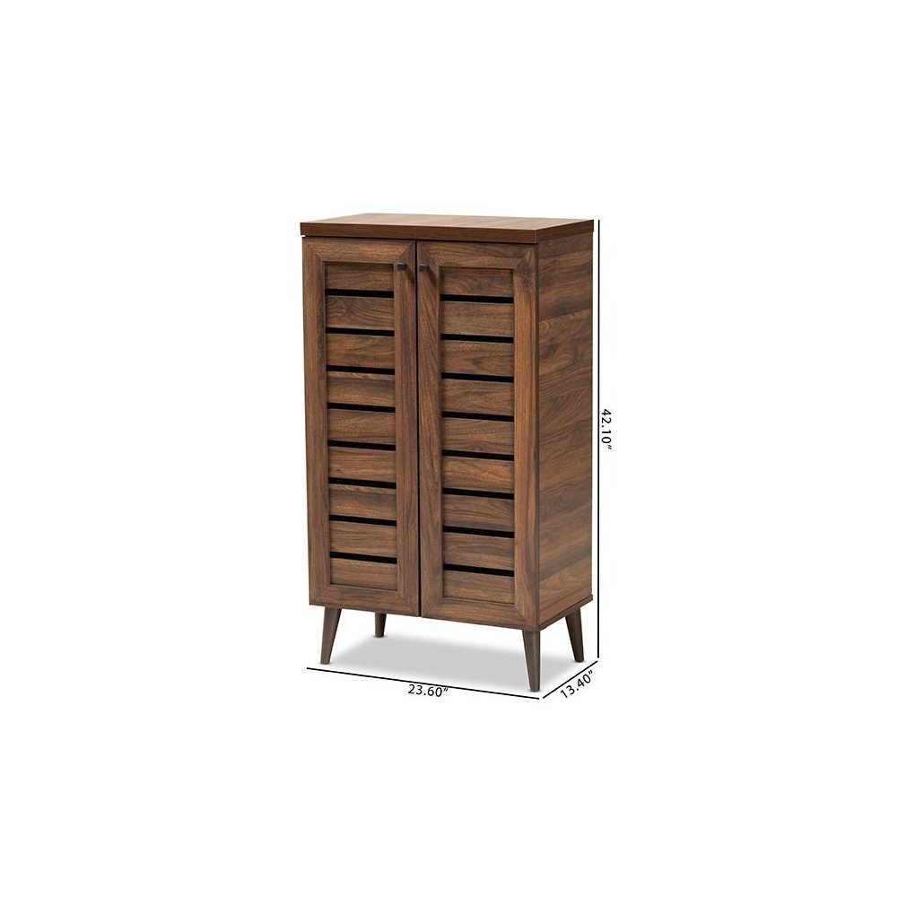 Walnut Brown Finished Wood 2-Door Shoe Storage Cabinet. Picture 11