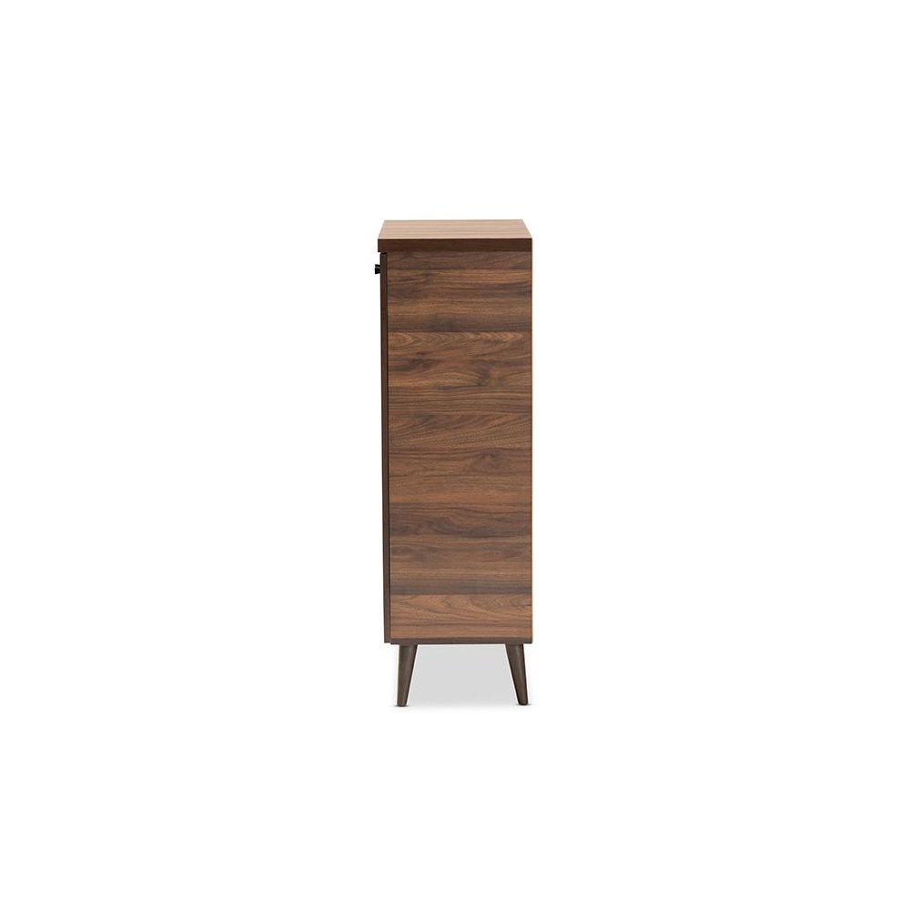 Walnut Brown Finished Wood 2-Door Shoe Storage Cabinet. Picture 4