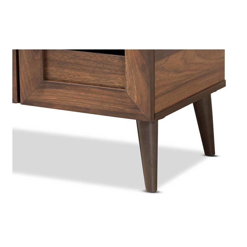 Walnut Brown Finished Wood 2-Door Shoe Storage Cabinet. Picture 6