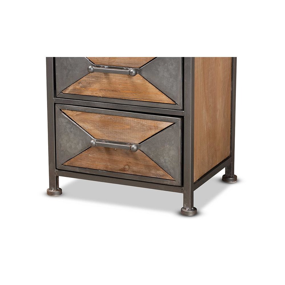 Whitewashed Oak Brown Finished Wood 5-Drawer Accent Storage Cabinet. Picture 5