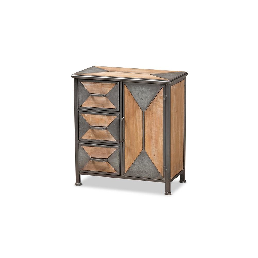 Whitewashed Oak Brown Finished Wood 3-Drawer Accent Storage Cabinet. Picture 1