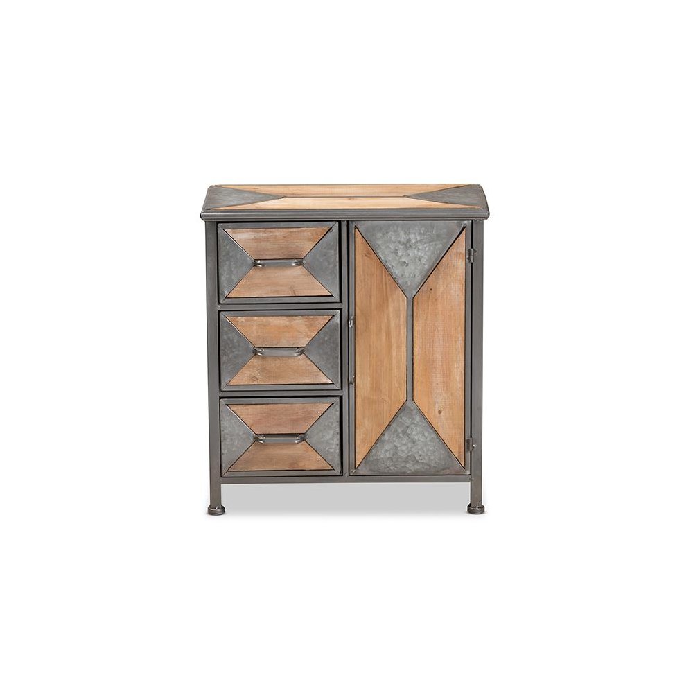 Whitewashed Oak Brown Finished Wood 3-Drawer Accent Storage Cabinet. Picture 3