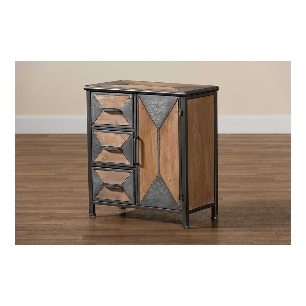 Whitewashed Oak Brown Finished Wood 3-Drawer Accent Storage Cabinet. Picture 8