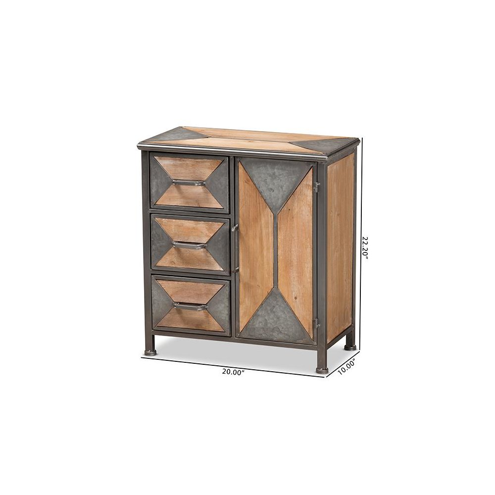 Whitewashed Oak Brown Finished Wood 3-Drawer Accent Storage Cabinet. Picture 9