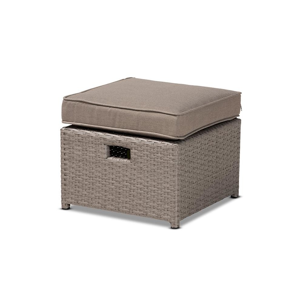 Grey Fabric Upholstered and Grey Finished Synthetic Rattan 6-Piece Patio Set. Picture 2