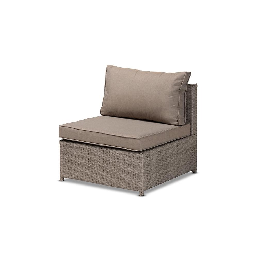 Grey Fabric Upholstered and Grey Finished Synthetic Rattan 6-Piece Patio Set. Picture 4