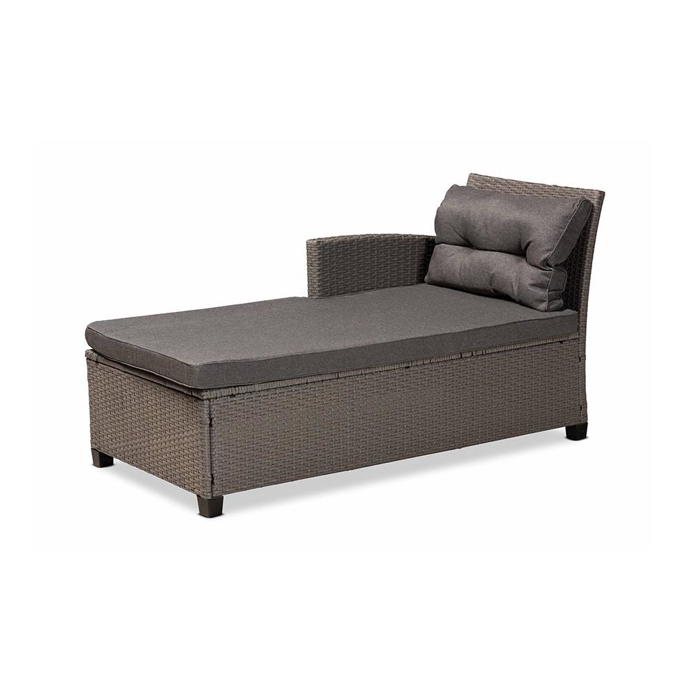 Grey Fabric Upholstered and Grey Synthetic Rattan 4-Piece Patio Set. Picture 3