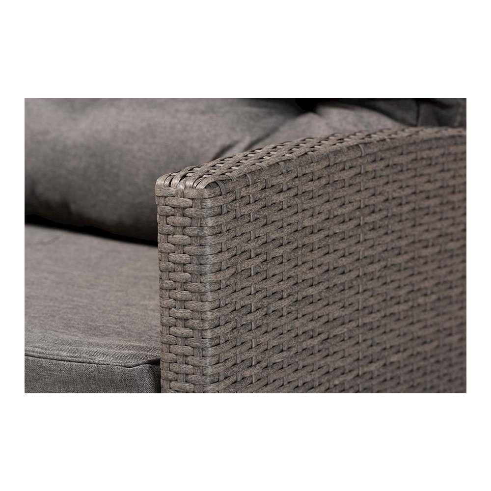 Grey Fabric Upholstered and Grey Synthetic Rattan 4-Piece Patio Set. Picture 6