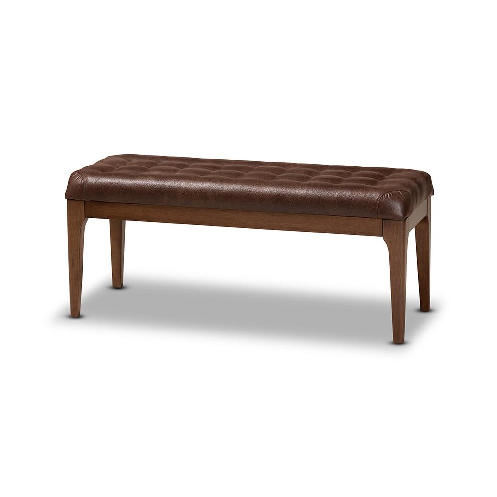 Walnut Brown Finished Wood Dining Bench. Picture 1