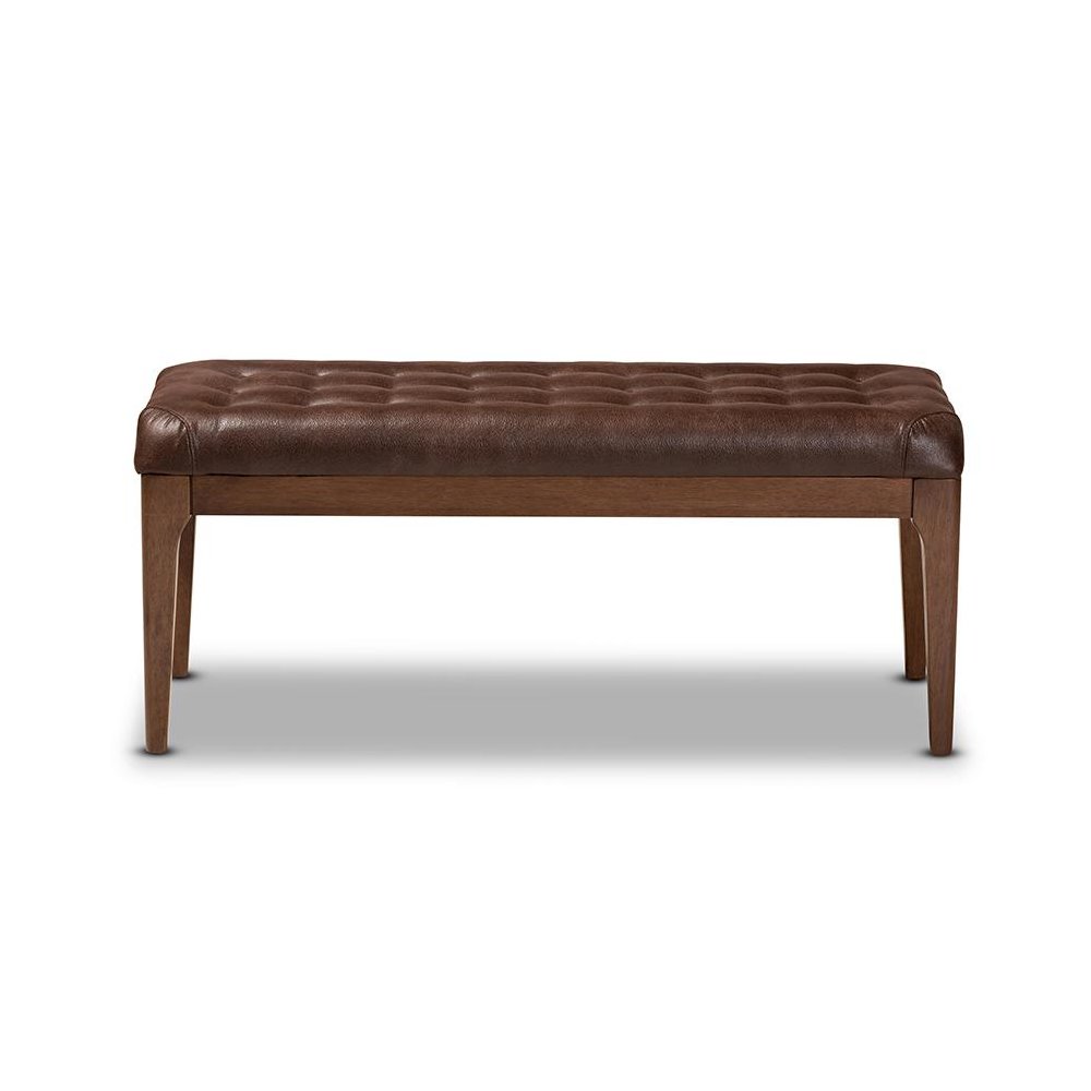 Walnut Brown Finished Wood Dining Bench. Picture 2