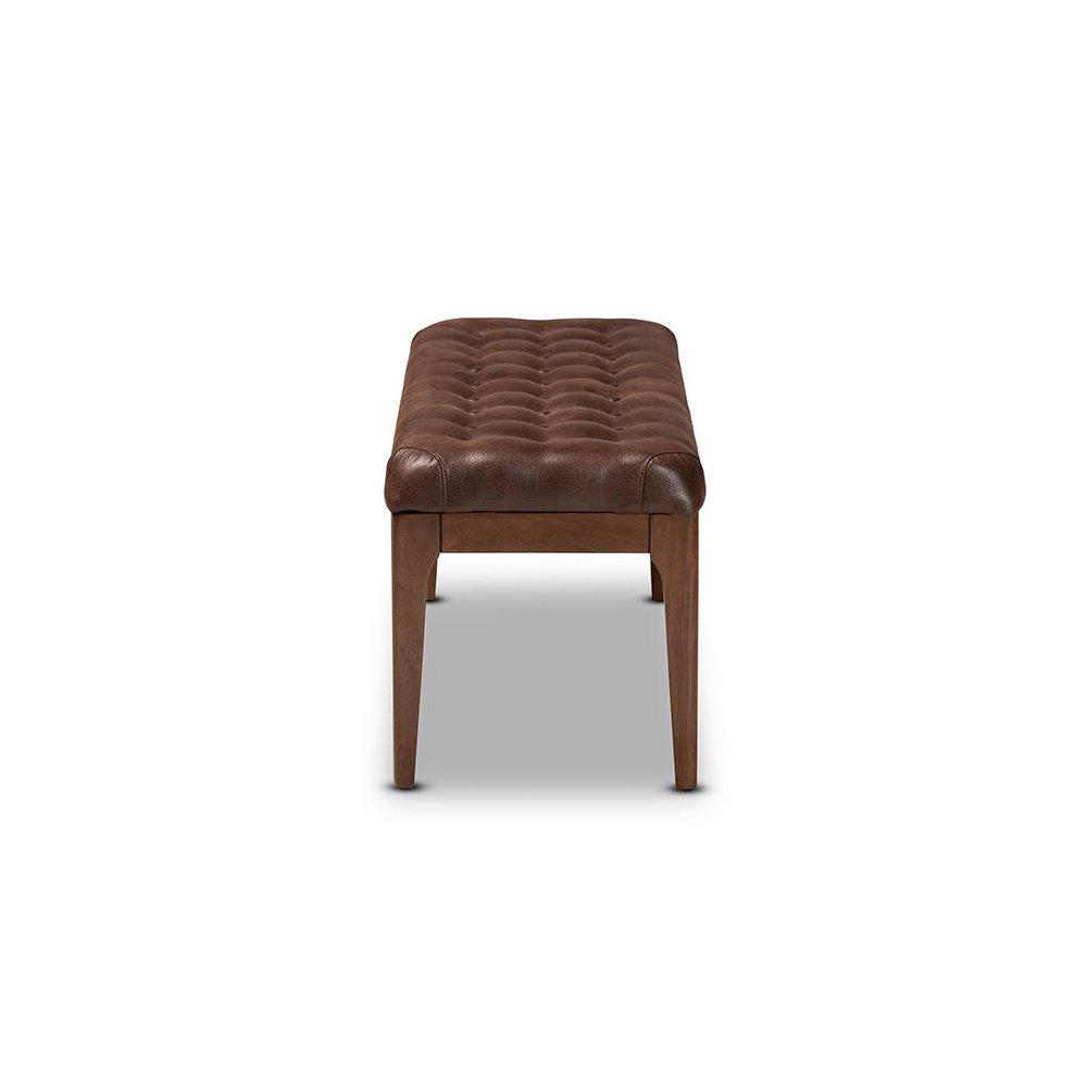 Walnut Brown Finished Wood Dining Bench. Picture 3