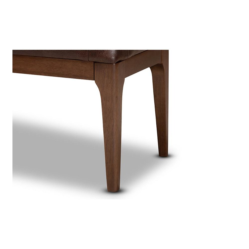 Walnut Brown Finished Wood Dining Bench. Picture 4