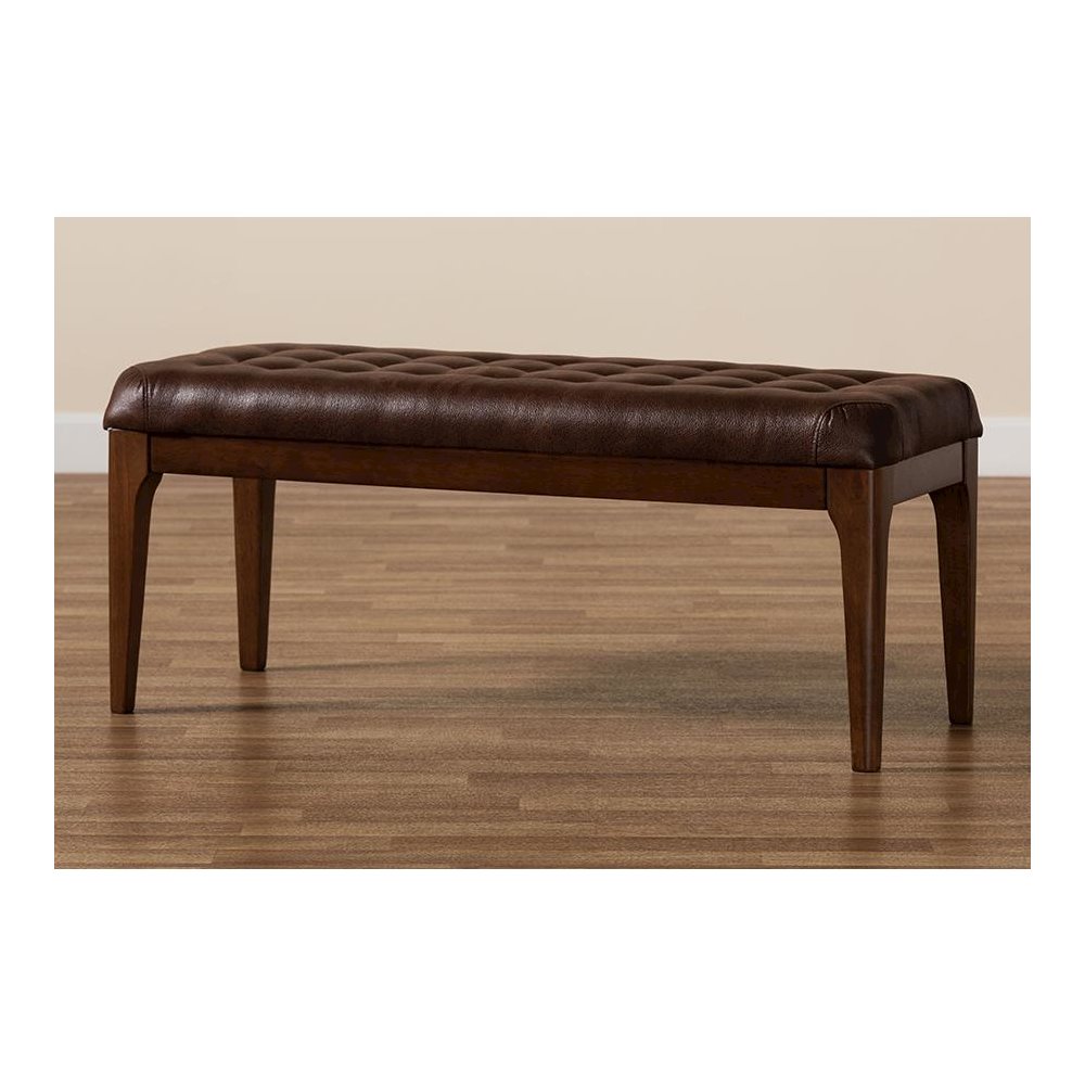 Walnut Brown Finished Wood Dining Bench. Picture 7