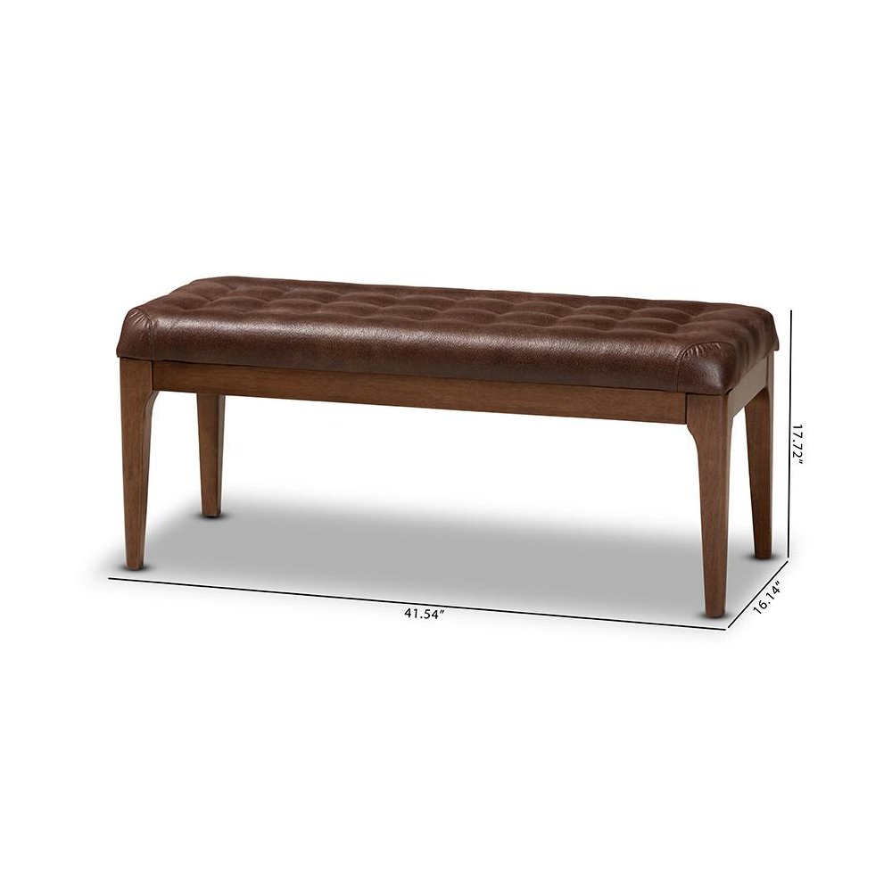 Walnut Brown Finished Wood Dining Bench. Picture 8
