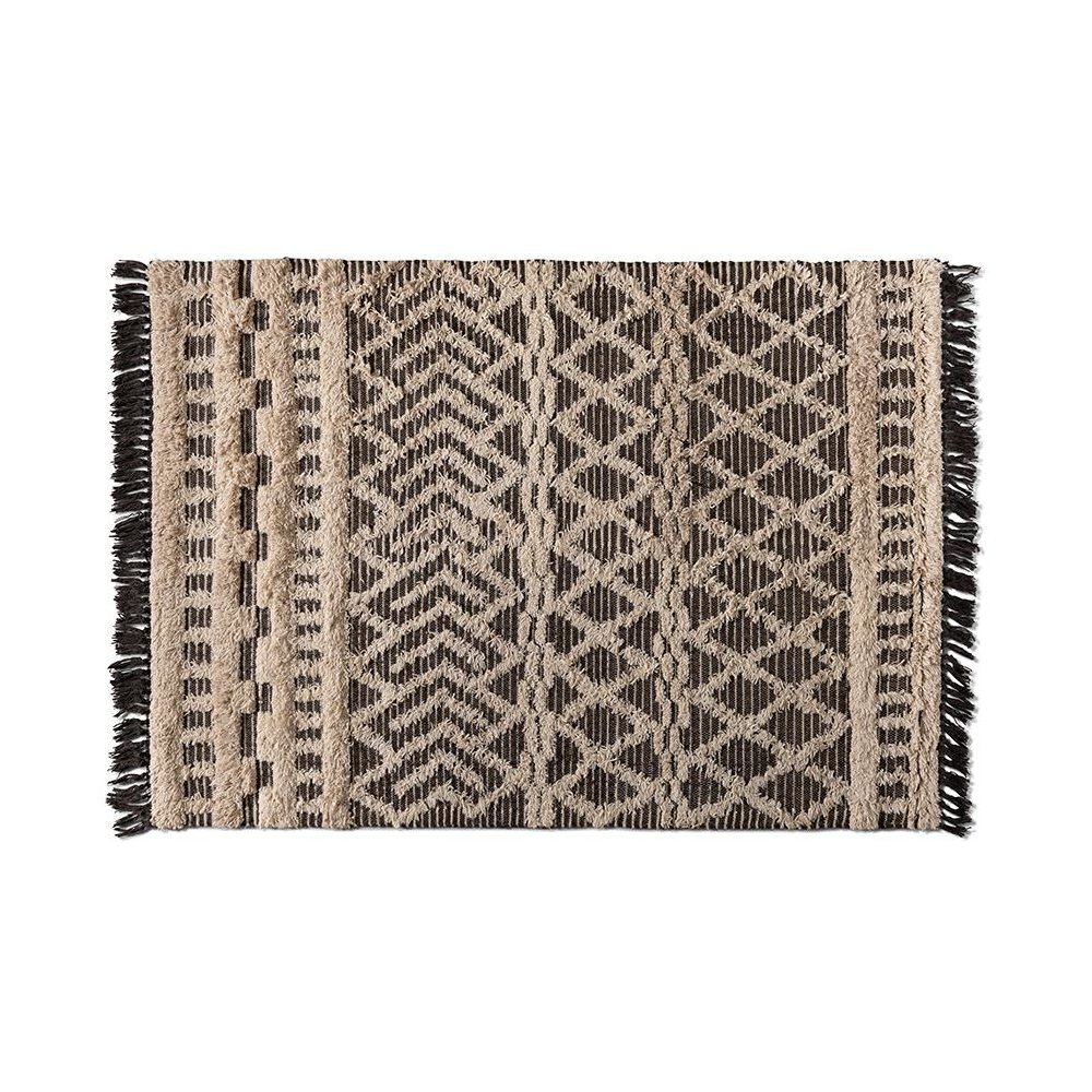 Heino Modern and Contemporary Ivory and Charcoal Handwoven Wool Area Rug. Picture 1
