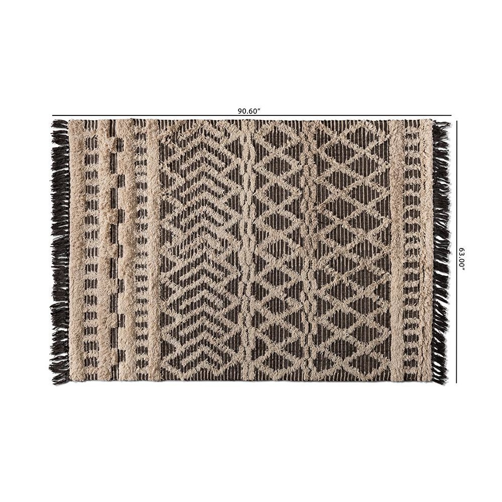 Heino Modern and Contemporary Ivory and Charcoal Handwoven Wool Area Rug. Picture 4
