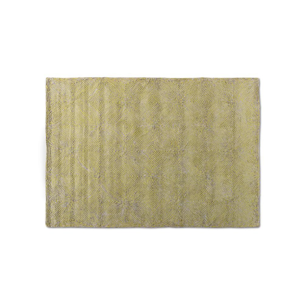 Lime Green and Grey Hand-Tufted Viscose Blend Area Rug. Picture 1