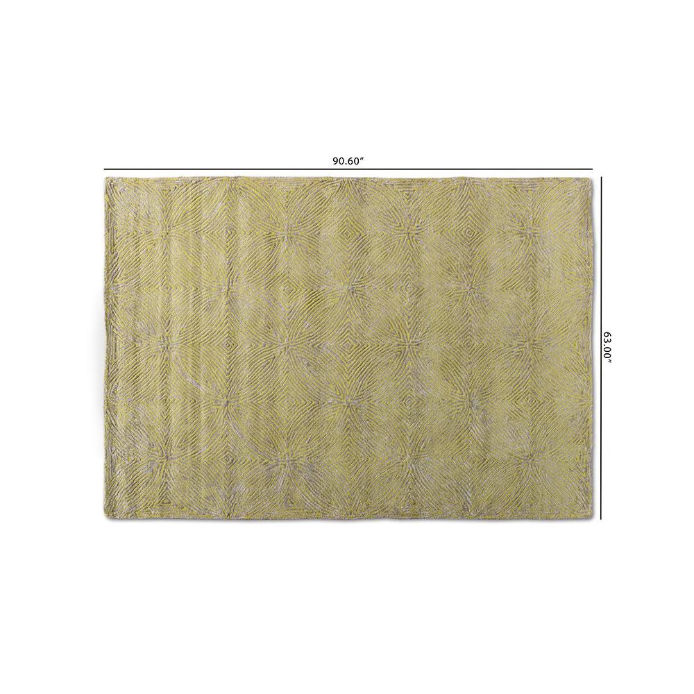 Lime Green and Grey Hand-Tufted Viscose Blend Area Rug. Picture 4