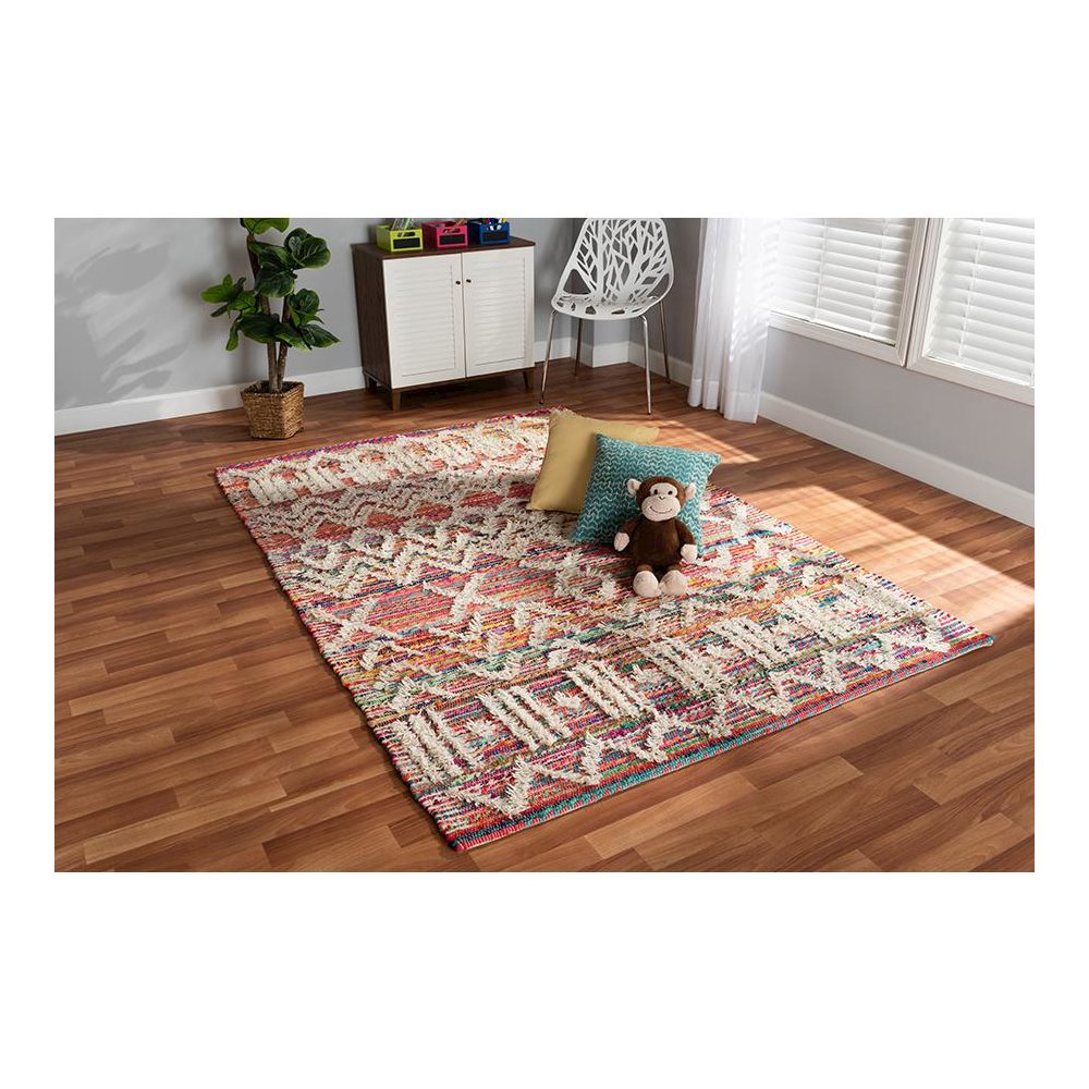 Graydon Modern and Contemporary Multi-Colored Handwoven Fabric Blend Area Rug. Picture 3