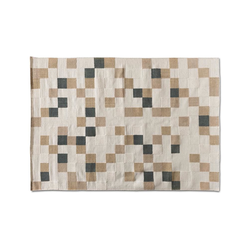 Ivory and Grey Handwoven PET Yarn Indoor and Outdoor Area Rug. Picture 1