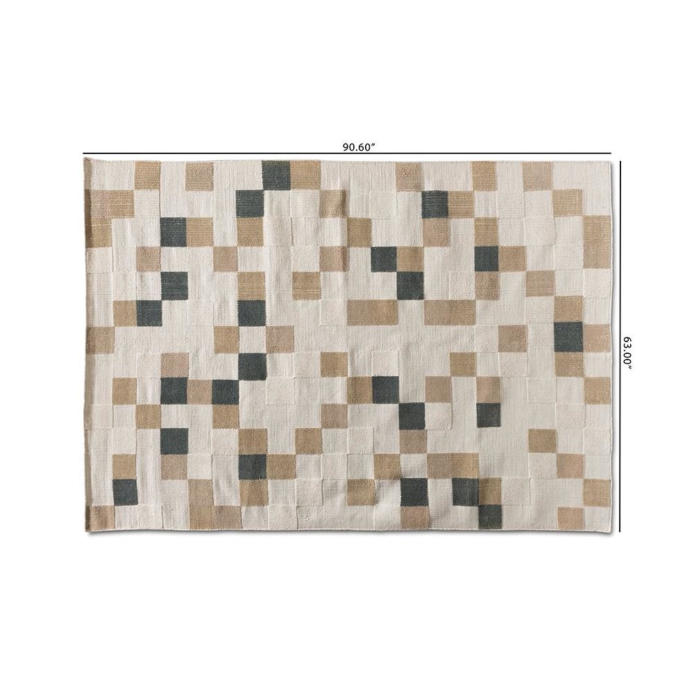 Ivory and Grey Handwoven PET Yarn Indoor and Outdoor Area Rug. Picture 4
