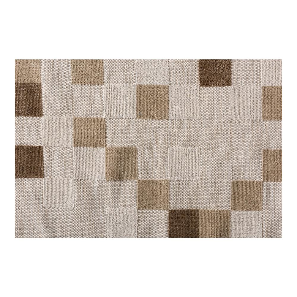 Ivory and Beige Handwoven PET Yarn Indoor and Outdoor Area Rug. Picture 2