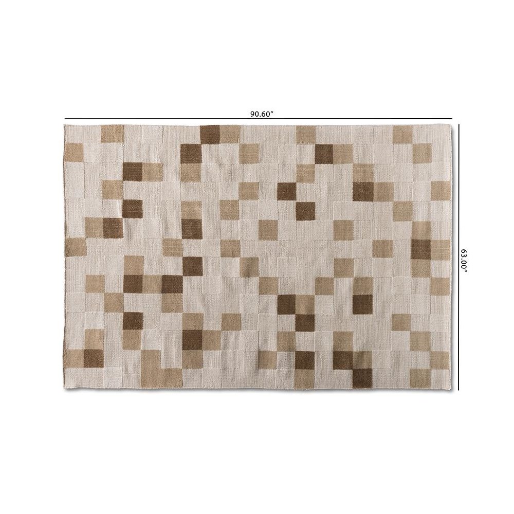 Ivory and Beige Handwoven PET Yarn Indoor and Outdoor Area Rug. Picture 4