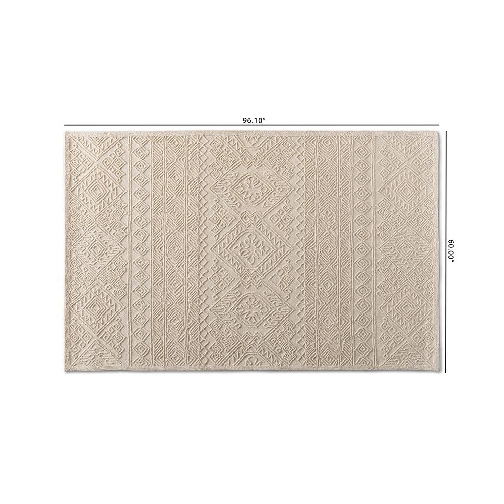 Baxton Studio Linwood Modern and Contemporary Ivory Hand-Tufted Wool Area Rug. Picture 4